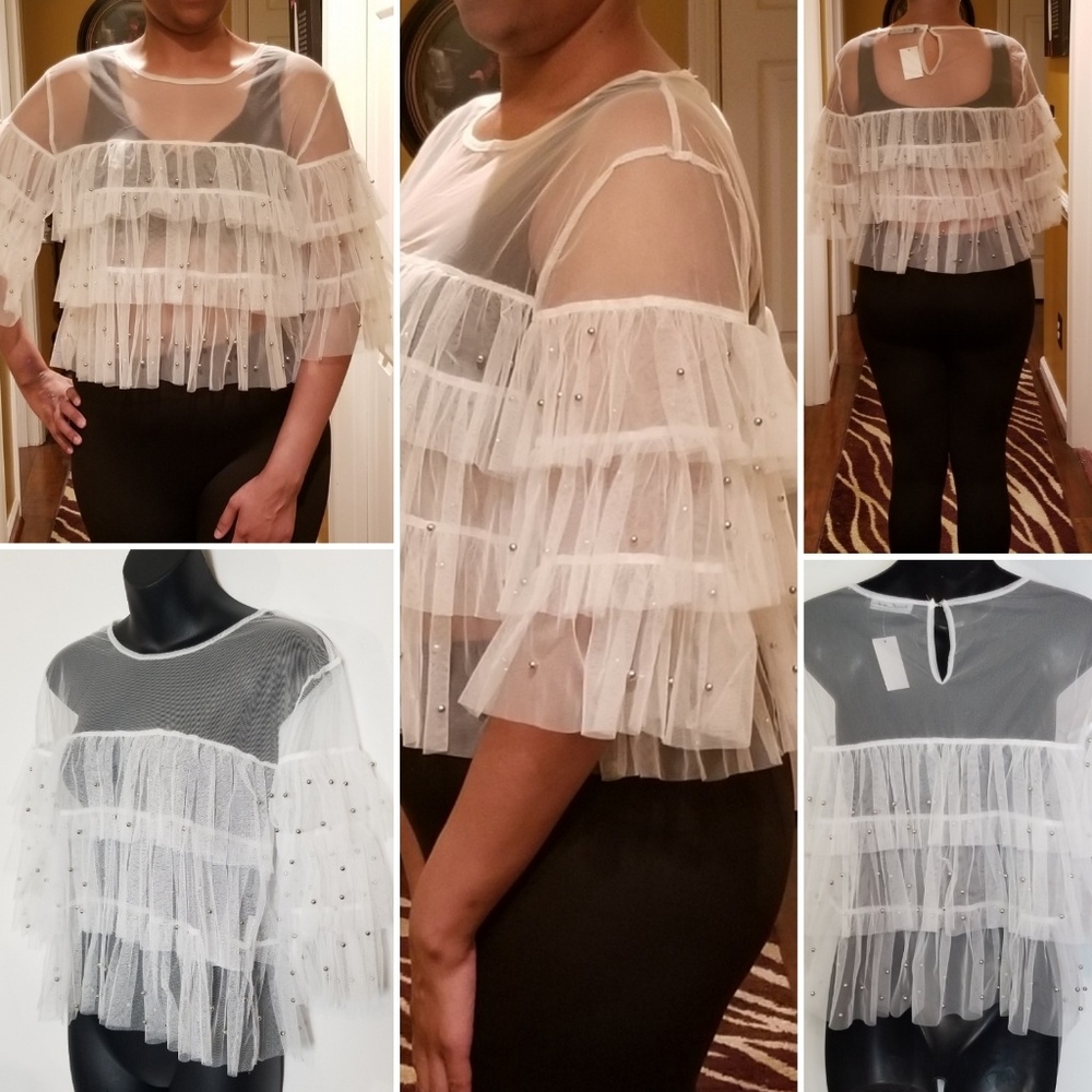 Tiered Ruffle  Mesh Top - Picture 5 of 5